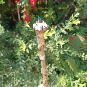 Titanium Aura Quartz & Quartz Wand, Gothic Handmade Mystical Crystal Wand, Cosplay Prop, Halloween decoration, Witch altar tool, Fantasy Rod