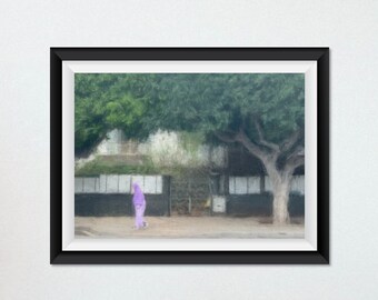A Woman and Her Daily Walk, Scenic Art, Outdoor Art, Digital Printable Wall Art, Digital Download Art