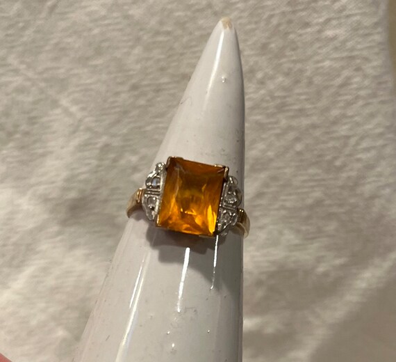 Vintage 10k Gold Citrine Ring - image 2