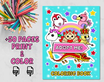 Adopt Me Pets Roblox 50+ Printable Coloring book | digital download images for printing coloring pages