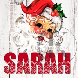 Feliz Natal Papai Noel PNG, Retro Natal Png, Natal Personalizado Papai Noel Png, Vibes de Natal, Nome de Natal de Sublimação Retro