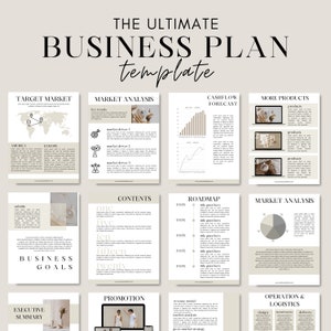 Plantilla de plan de negocios imprimible, libro de trabajo del plan de inicio, planificador de pequeñas empresas Canva personalizable y editable mínimo, paquete Side Hustle