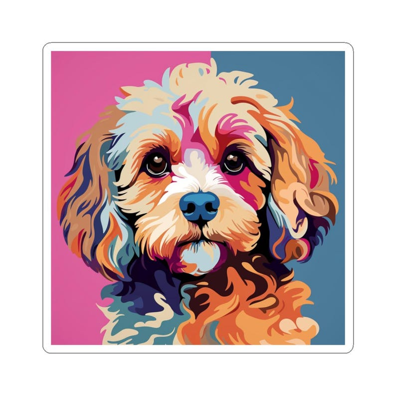 Pop Art Cavapoo Sticker, Colorful Stickers, Unique Pet Decal, Laptop ...
