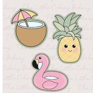 STL Instant Digital Download-Summer Cookie Cutter Set of 3 Cookie Cutters with Embossed Label, Sharp Cutting Edge and Smooth, Rounded Handle