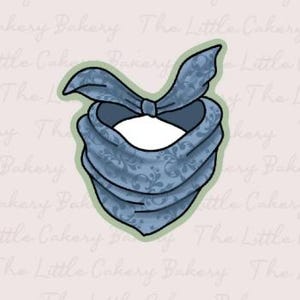 STL Instant Digital Download - Bandana Bib Western Cookie Cutter with Embossed Label, Cutting Edge, and Rounded Handle