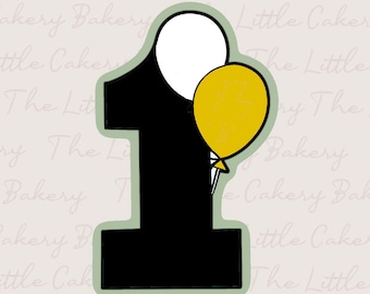 Archivo STL de cortador de galletas "Número uno con globos", diseño para impresora 3D (descarga digital)