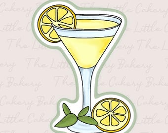 Lemon Drop Martini Cookie Cutter: Embossed Label
