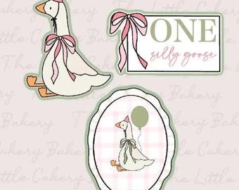 Silly Goose Cookie Cutter Set: 3 Embossed Label STL (Digital Download)