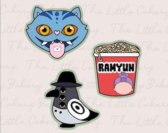 K-Pop Cookie Cutter Set of 3: Tiger, Magpie, Ramen (STL Digital Download