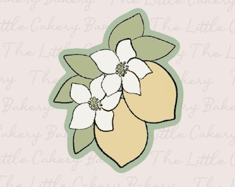Lemons & Floral Cookie Cutter STL File:  Embossed Name Label (Digital Download