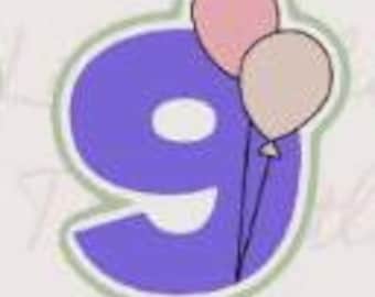 Number 9 Balloon Cookie Cutter STL - Embossed Label (Digital Download)