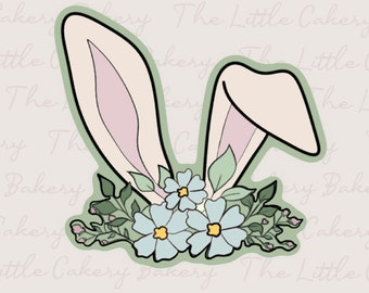 Easter Bunny Ears with Flower Crown Cookie Cutter STL (Digital Download)