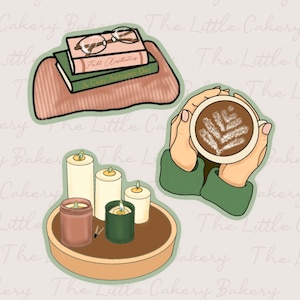 Cozy Cookie Cutter Set, Fall and Winter Cookie Cutters, Cozy Fall Aesthetic Cookie Cutters with Embossed Label and Smooth Rounded Handle