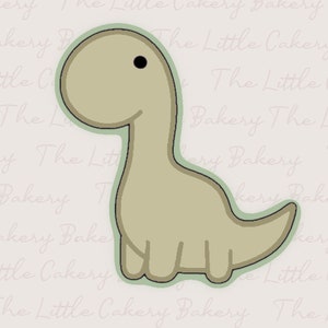 STL Instant Digital Download Dinosaur Cookie Cutter Cute Brachiosaurus Cookie Cutter with Embossed Label Sharp Cutting Edge and Round Handle