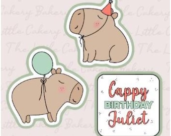 Capybara Cookie Cutter Set of 3: Birthday STL Digital Downloads