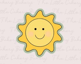 Sonne Ausstechform: Geprägtes Etikett, Sommermotiv (Digitaler Download, 3,5 Zoll Größenverstellbar
