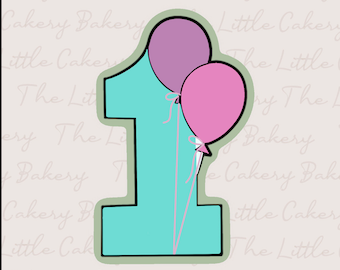 Number One Balloon Cookie Cutter: First Birthday Embossed Label