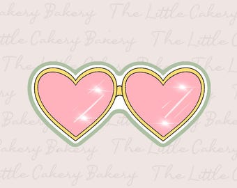 Heart Sunglasses Cookie Cutter: Embossed Label, Sharp Edge