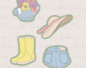 Gardening Cookie Cutter Set: Watering Can, Boots, Hat, Shorts