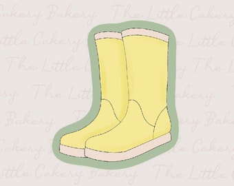 Rain Boots Cookie Cutter with Embossed Label (STL Digital Download)