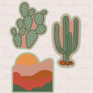 Desert Cactus Cookie Cutter Set: Saguaro, Prickly Pear, Landscape