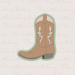Cowboy Boot Cookie Cutter with Embossed Label, Sharp Cutting Edge and Smooth, Rounded Handle