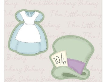 Alice Dress and Mad Hatter Hat Cookie Cutter STL Files (Digital Download)