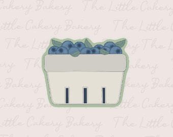 Blueberry Basket Cookie Cutter STL: Berry Cutter with Embossed Label (Digital Download)