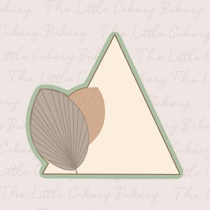 Boho Triangle with Palm Leaf Cookie Cutter, Aesthetic Cookie Cutter with Embossed Label and Smooth Rounded Handle