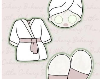 Spa Day Cookie Cutters: Robe, Slippers, Face (STL Digital Download)