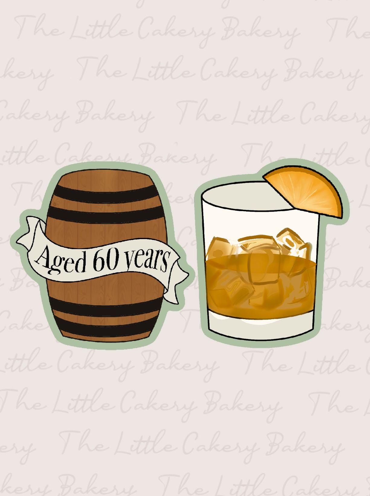 Vintage Whiskey Cookie Cutter Set of 2 Whiskey Barrel and Cocktail Cookie Cutters with Embossed label, Sharp Cutting Edge and Rounded Handle