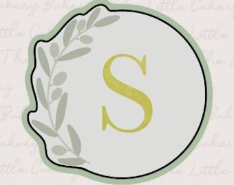 Circle with Greenery Cookie Cutter: Plaque, Embossed Label