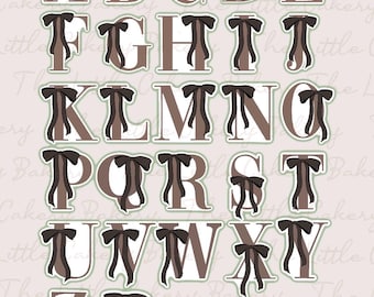Alphabet Letters with Bow Cookie Cutter, Embossed Label