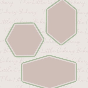 Plaque Cookie Cutter Set, Hexagon Cookie Cutters, Three Hexagon Plaque Shapes- Cookie Cutters with Embossed Label and Smooth Rounded Handle