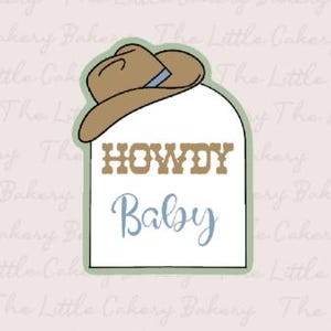 STL Instant Digital Download - Arch with Cowboy Hat Western Cookie Cutter with Embossed Label, Cutting Edge, and Rounded Handle