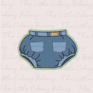 STL Instant Digital Download - Blue Jean Bloomers Western Cookie Cutter with Embossed Label, Cutting Edge, and Rounded Handle