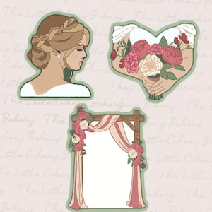 Bridal Cookie Cutters: Wedding Arch, Bouquet, Bride - Set of 3