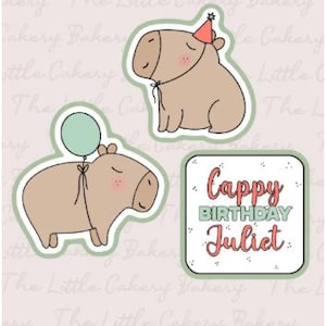 Capybara Cookie Cutter Set of 3: Birthday STL Digital Downloads