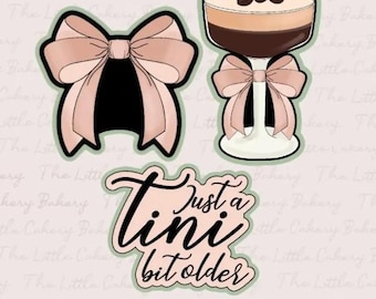 Espresso Martini Cookie Cutter Set: Bow, Martini, Tini Bit Older (STL Digital Download)