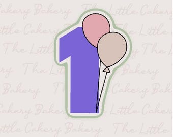 Number One Balloon Cookie Cutter STL File: Embossed Label (Digital Download)