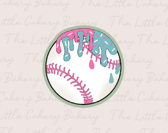 Ice Cream Drip Baseball Cookie Cutter STL: Embossed Label (Digital Download)