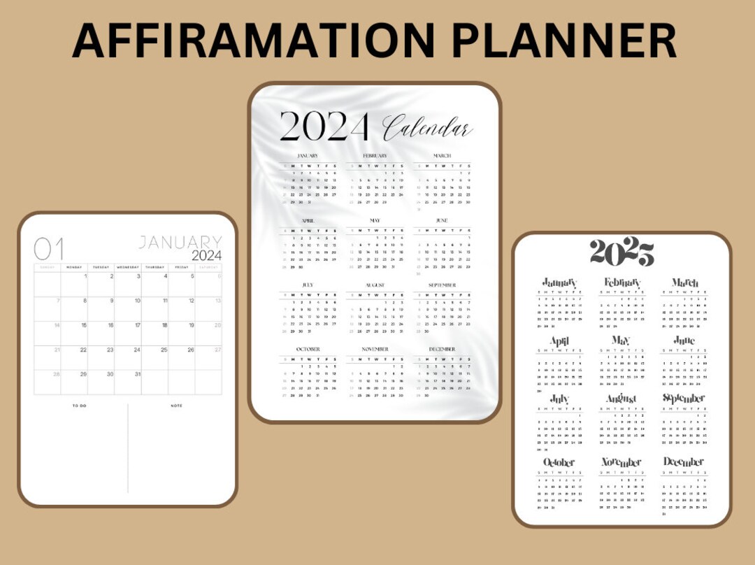 Black and White Simple Minimalist 2024 Year Calendar Planner - Etsy