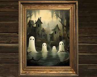 4 Little Ghosts, arte de Halloween, arte digital, decoração de Halloween