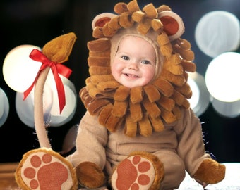 Adorable Baby Lion Costume Jumpsuit, Gender Neutral Animal Onesie, Perfect for Halloween, Christmas, or Cosplay, Holiday Gift for Infants