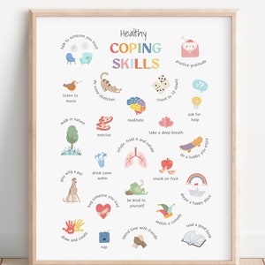 Coping Skills Poster, Calming Strategies, Calm Down Corner, Self Regulation, Therapy Office Decor, CBT, School Counselor, Anxiety Relief
