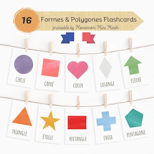 Vormen Flashcards Montessori, Couleurs Arc-en-ciel, Cartes Géométriques de Nomenclature, Flashcards PDF, Cartes Imprimables, Maternelle