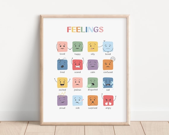 Feelings Chart, Calm Corner, Classroom Decor, Emotions Print, Classroom Posters, Self-Regulation Coping Skills, School Counselor Office, CBT