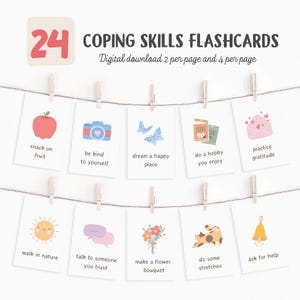 Coping Skills Flashcards, Self-Regulation Feelings for Kids, Zones of regulation, Counseling Visuals,  Calm Corner Cards, School Psychology,