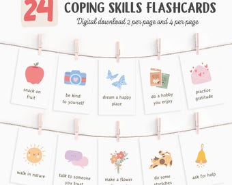 Coping Skills Flashcards, Self-Regulation Feelings for Kids, Zones of regulation, Counseling Visuals,  Calm Corner Cards, School Psychology,