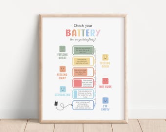 Check your battery, Feelings poster, Calm down corner, Self regulation, Therapy office, Mental health, Zones of regulation, School counselor
